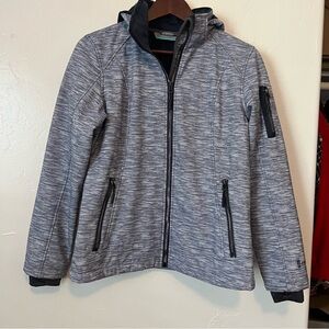 Free Country Women's Super Softshell Fleece Jacket in a grey space-dye Size S